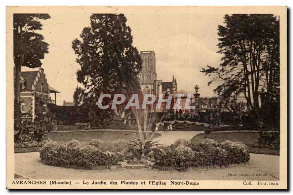 Avranches (Manche) — Le Jardin des Plantes et l'Église Notre-Dame — Phot. Comdier Macor