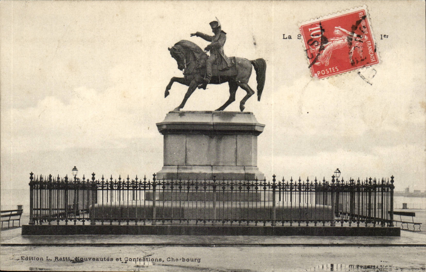 Cherbourg CPA J'avais resolu de renouveller a Cherbourg les merveilles de l'Egypte (Egypt) Statue Napoleon