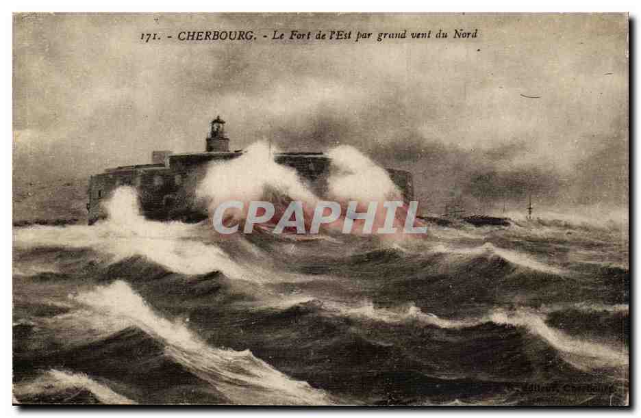 Cherbourg - Le Fort de l'Est par grand vent du Nord — Éditeur Cherbourg, n° 171