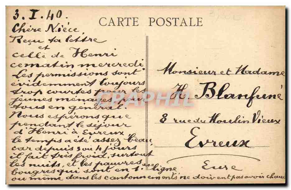Cherbourg - Le Fort de l'Est par grand vent du Nord — Éditeur Cherbourg, n° 171 — Verso