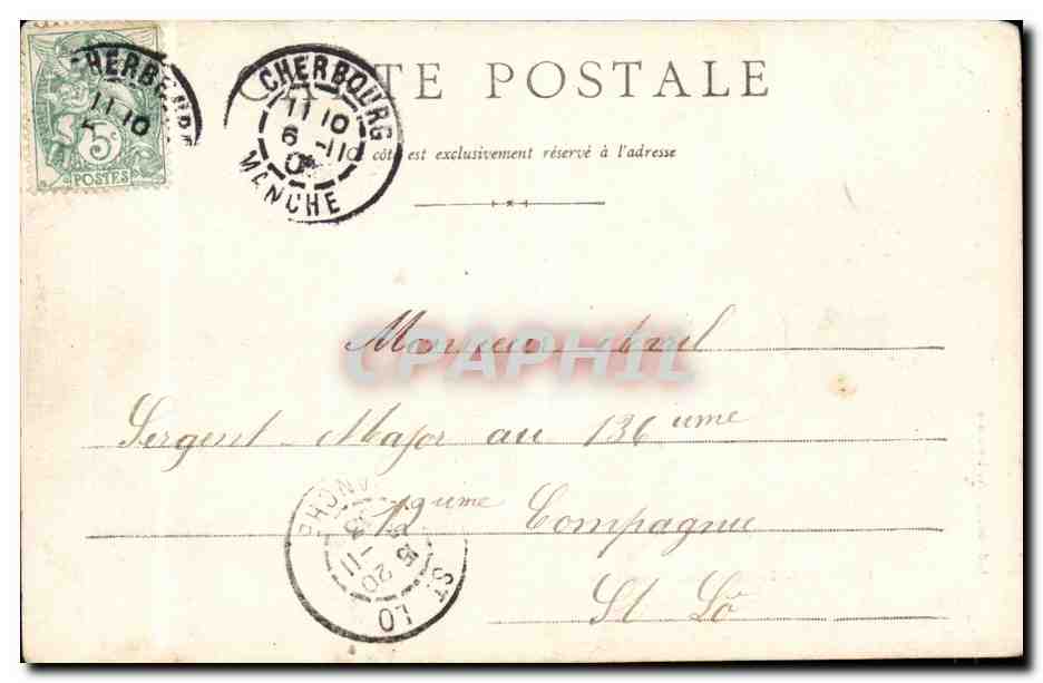 Cherbourg CPA Eglise de la TRinite Place Napoleon — Rückseite