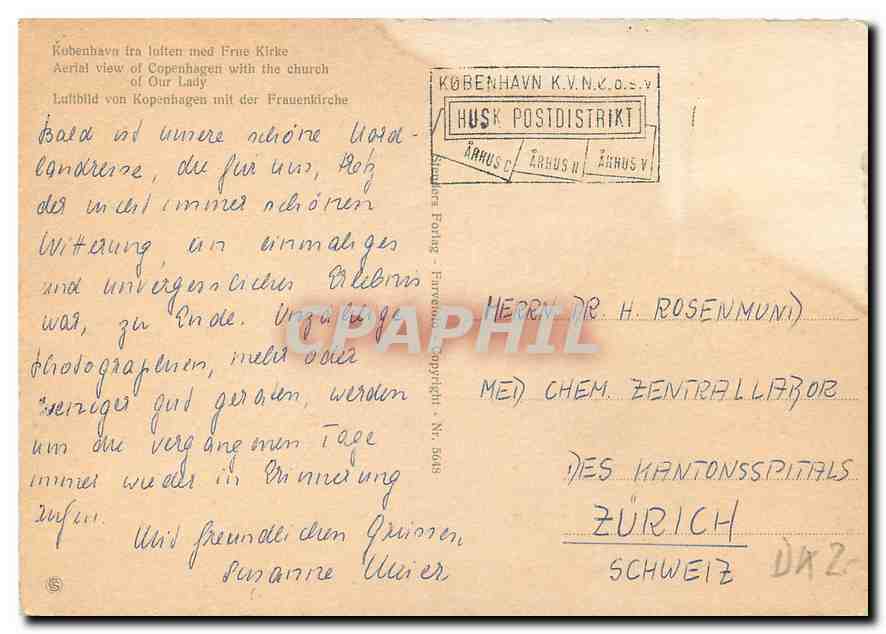 CPA Luftbild von Kopenhagen mit der Frauenkirche  — Rückseite