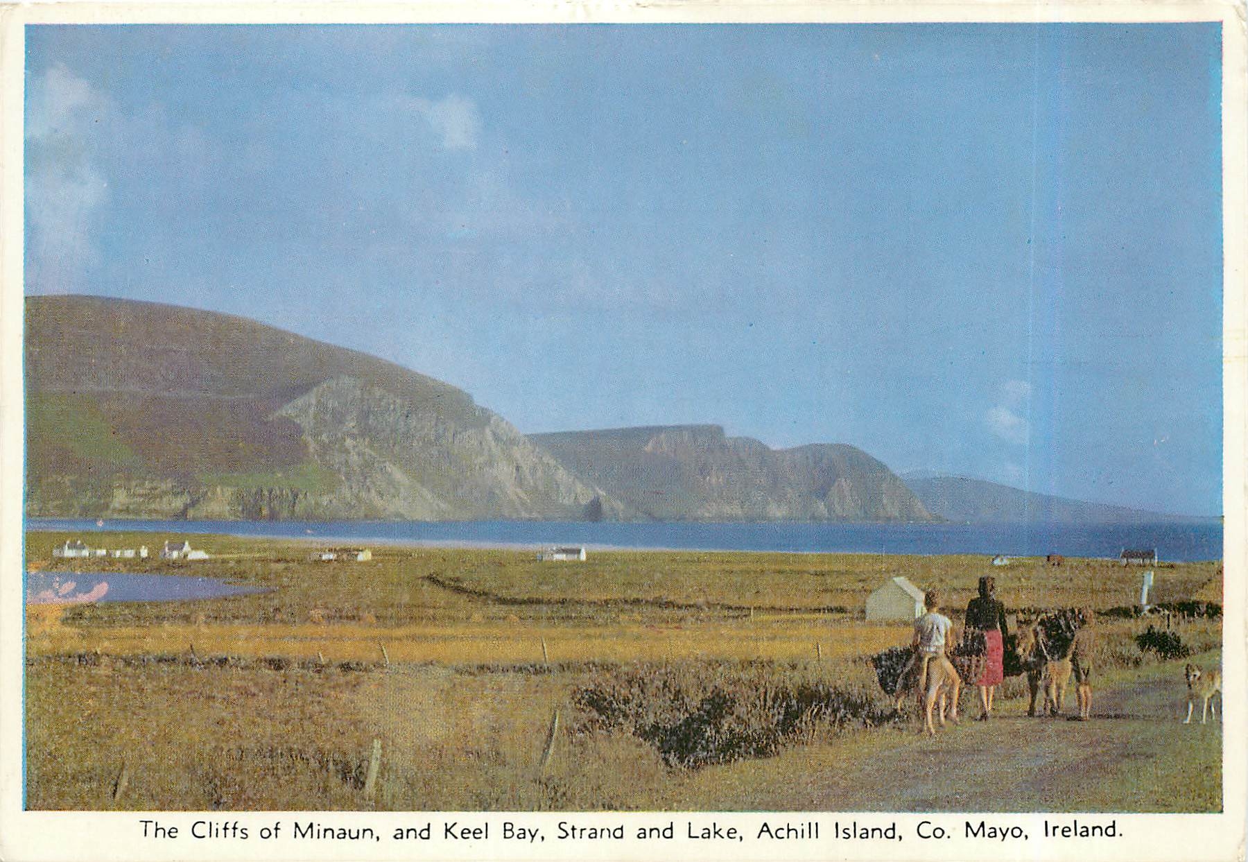 CPA The Cliffs of Minaun and Keel Bay Strand and Lake Achill Island Co Mayo Ireland 