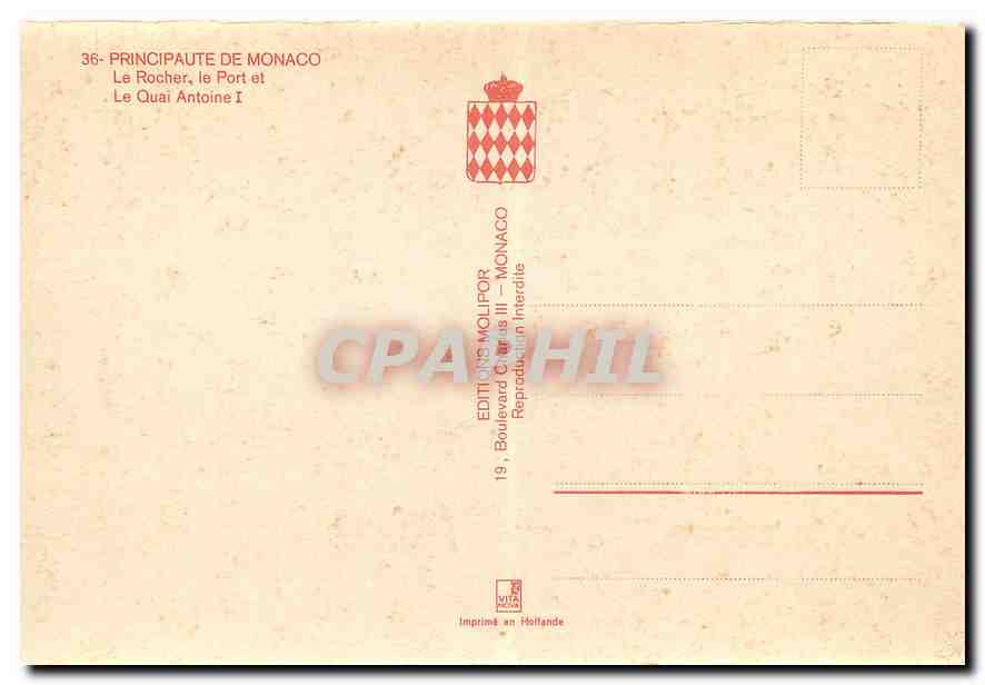 CPA Principaute de Monaco  — Rückseite