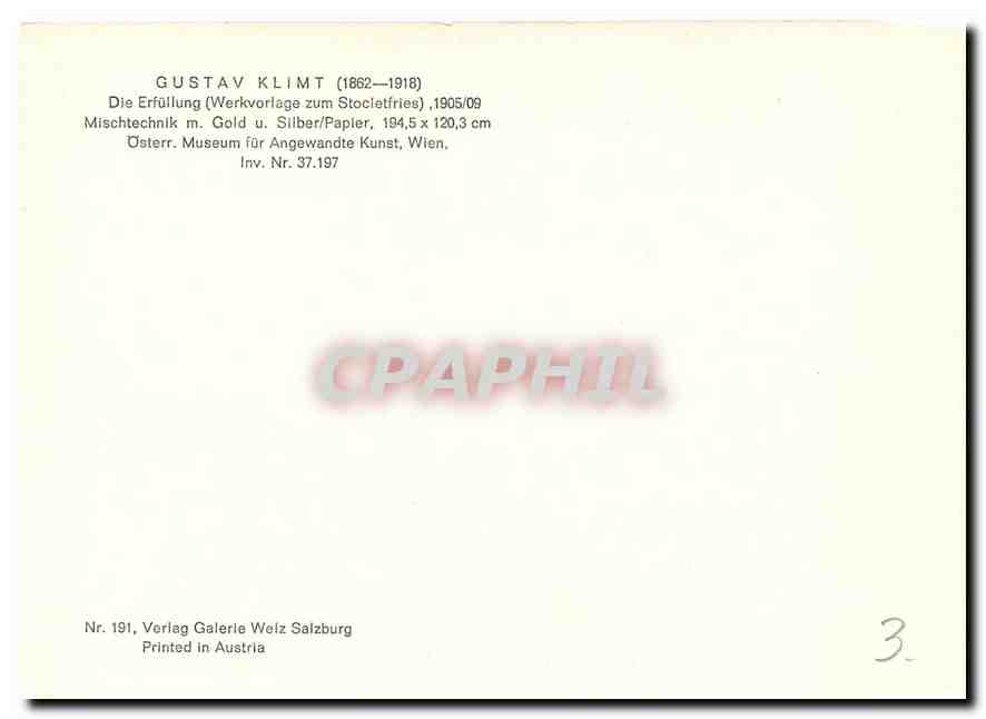 CPM Gustav Klimt 1862 1918 Die Erfullung  — Rückseite