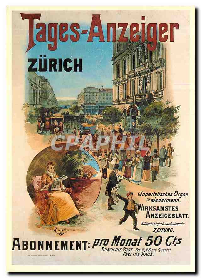CPM Historisches Plakat Tages Anzeiger vor 1900 Kunstler unbekannt Tages µAnzeiger Zurich