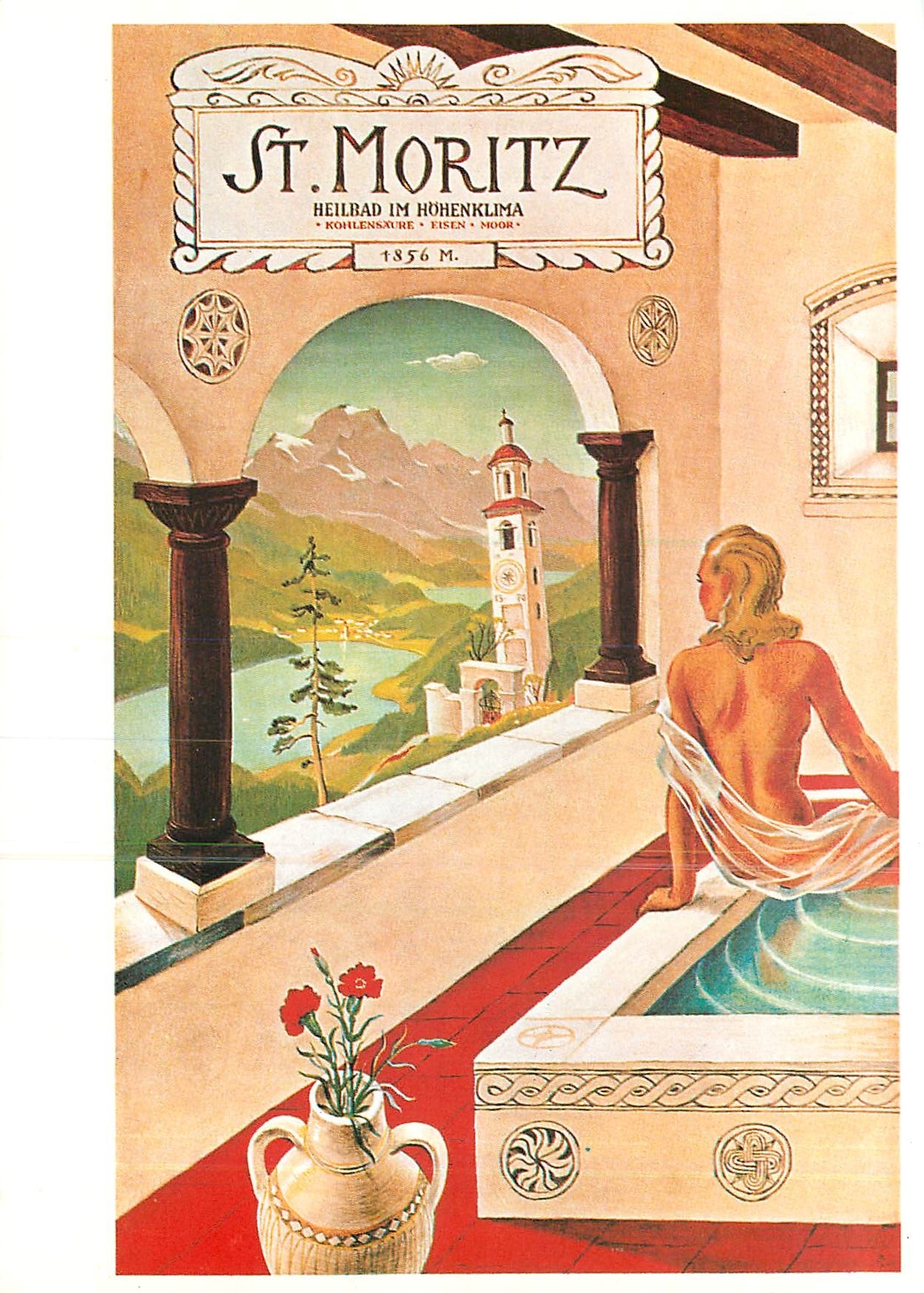 CPM Hugo Laubi Plakat fur St Moritz Les Bains 1943 
