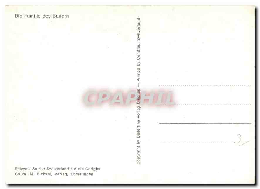 CPM Die Familie des Bauern Schweiz Alois Carigiet  — Rückseite