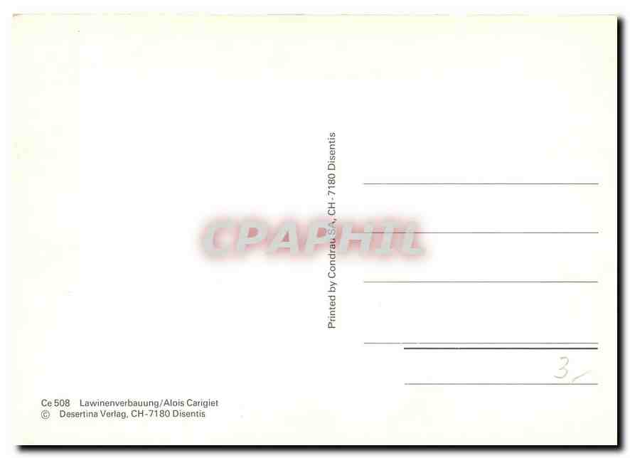 CPM Lawinenverbauung Alois Carigiet  — Verso