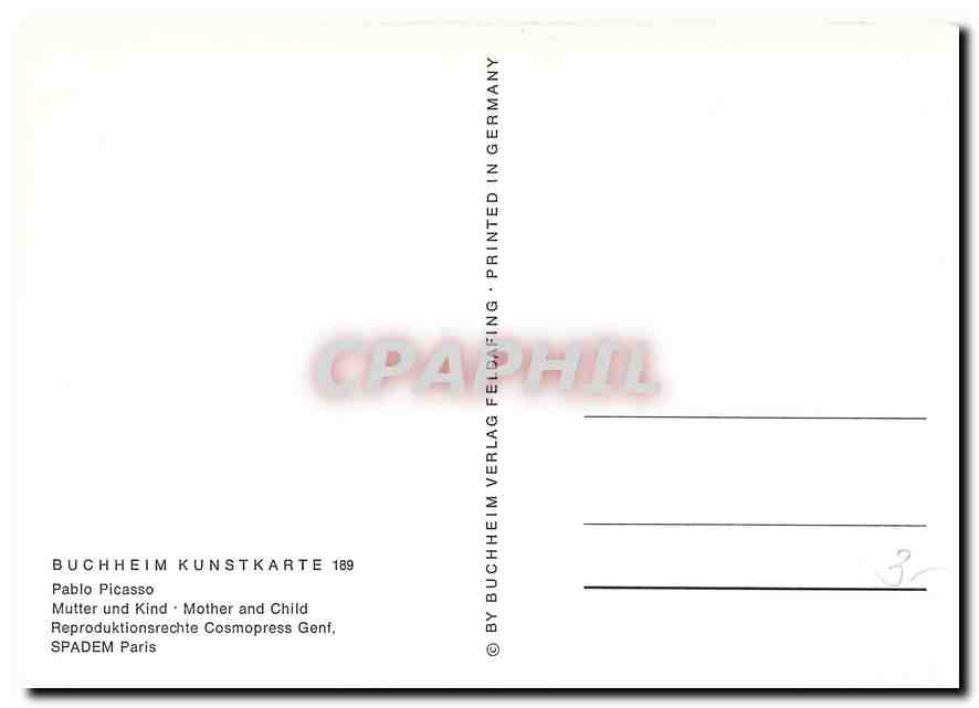 CPM Buccheim Kunstkarte Pablo Picasso Mutter und Kind  — Verso