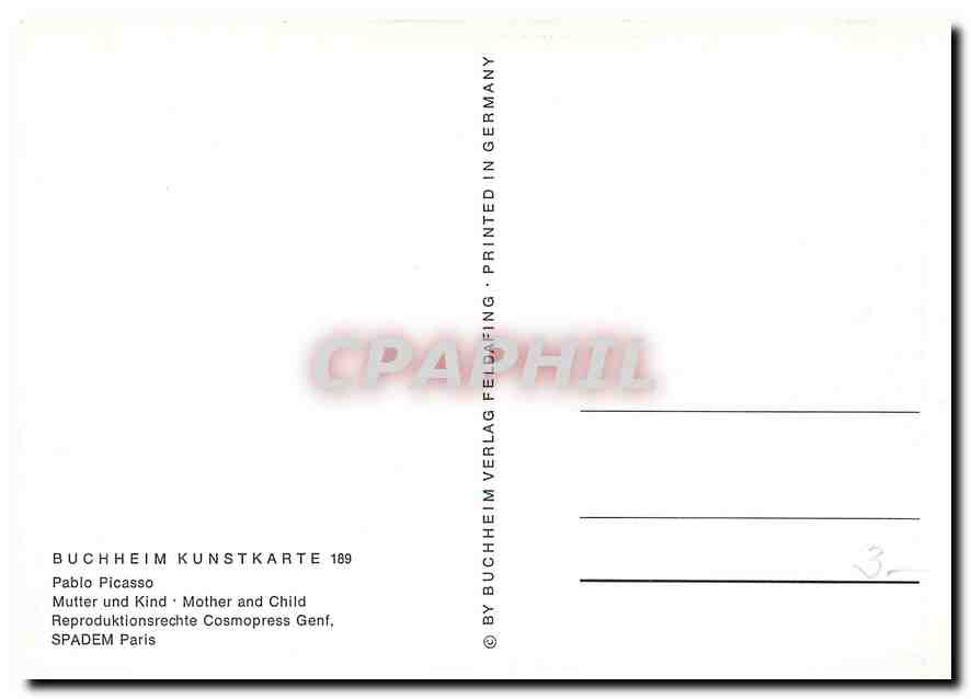 CPM Buccheim Kunstkarte Pablo Picasso Matter und Kind  — Verso