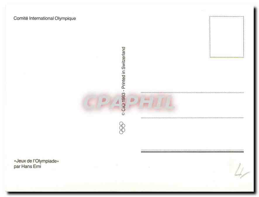 CPM Comite International Olympique Jeux de l'Olympiade par Hans Erni  — Rückseite