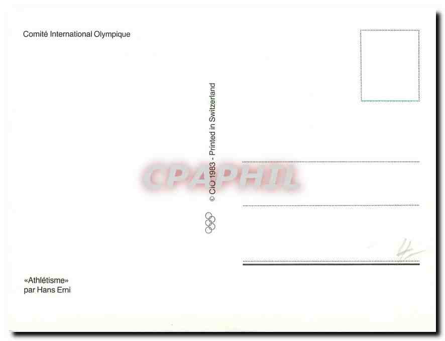 CPM Comite International Olympique Athletisme par Hans Erni  — Rückseite