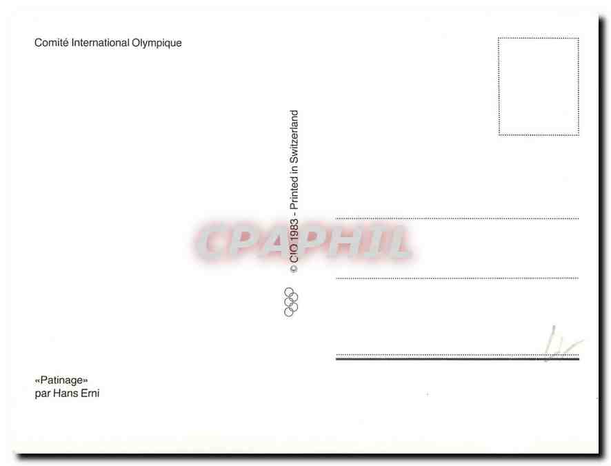 CPM Comite International Olympique Patinage par Hans Erni  — Rückseite