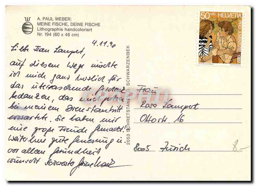 CPM A Paul Weber Meine Fische Deine Fische  — Verso