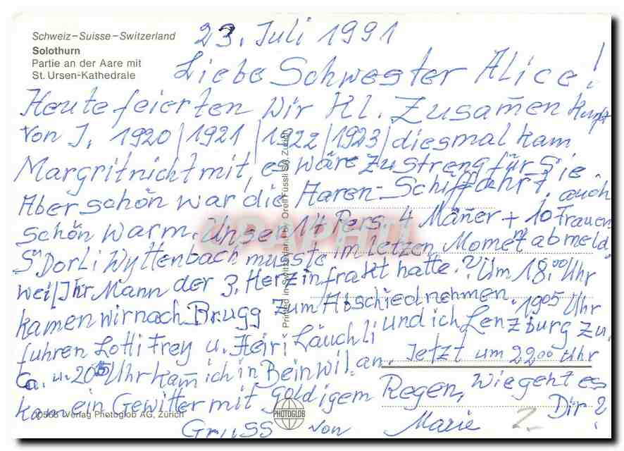 CPM Solothurn Partie an der Aare mit St Ursen Kathedrale  — Back