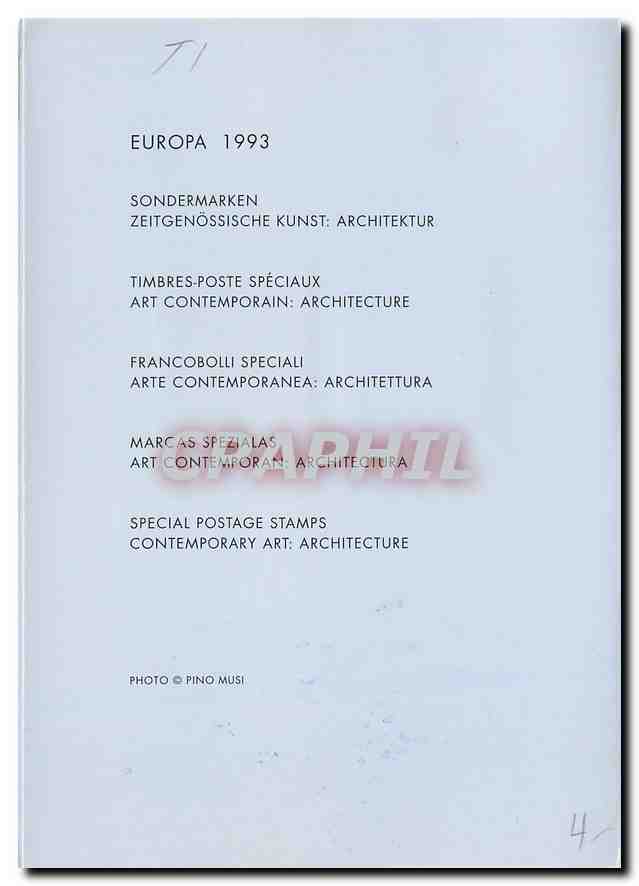 CPM Europa 1993 Timbres poste speciaux Art Contemporain Architecture  — Rückseite