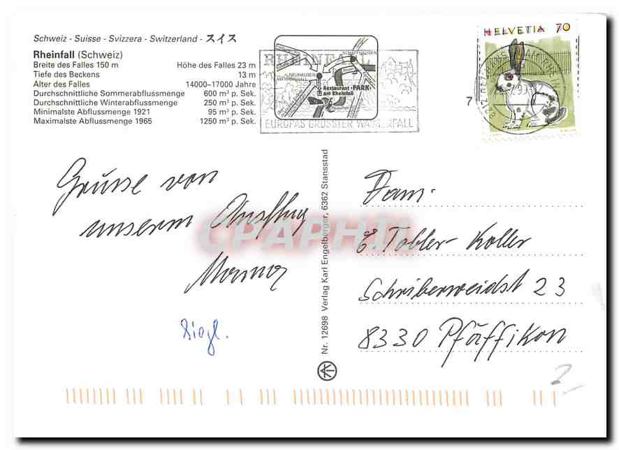 CPA Rheinfall Schweiz  — Back