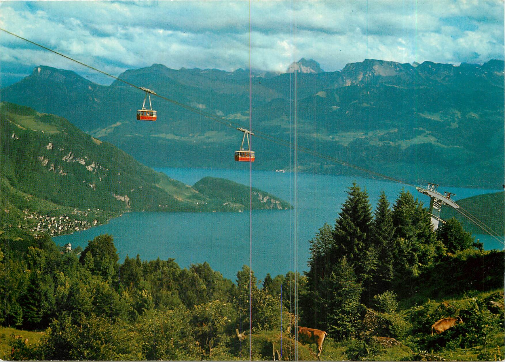 CPA Luftseilbahn Weggis Rigi Kaltbad mit den Alpes 