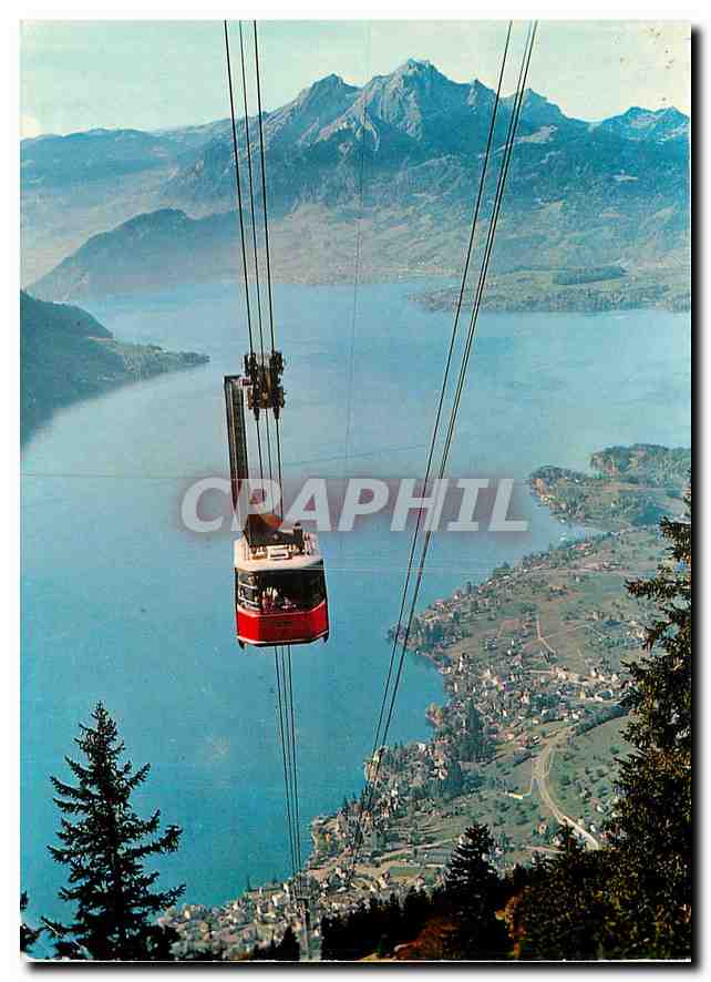 CPA Luftseilbahn Weggis Rigi Kaltbad Blick auf Weggis Vierwaldstattersee und Pilatus 