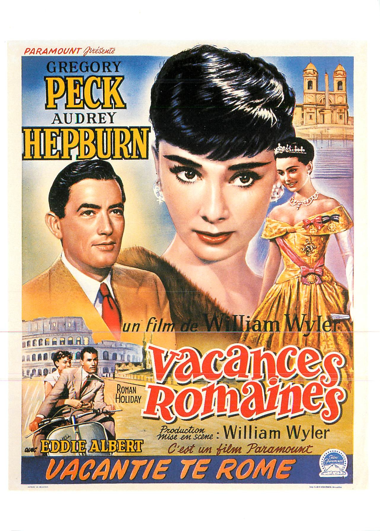 CPA Vacances Romaines Gregory Peck Audrey Hepburn Eddie Albert William Wyler