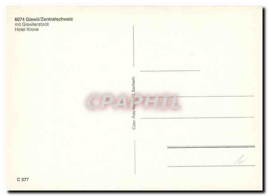CPM Giswil Zentralschweiz mit Giswilerstock Hotel Krone  — Back