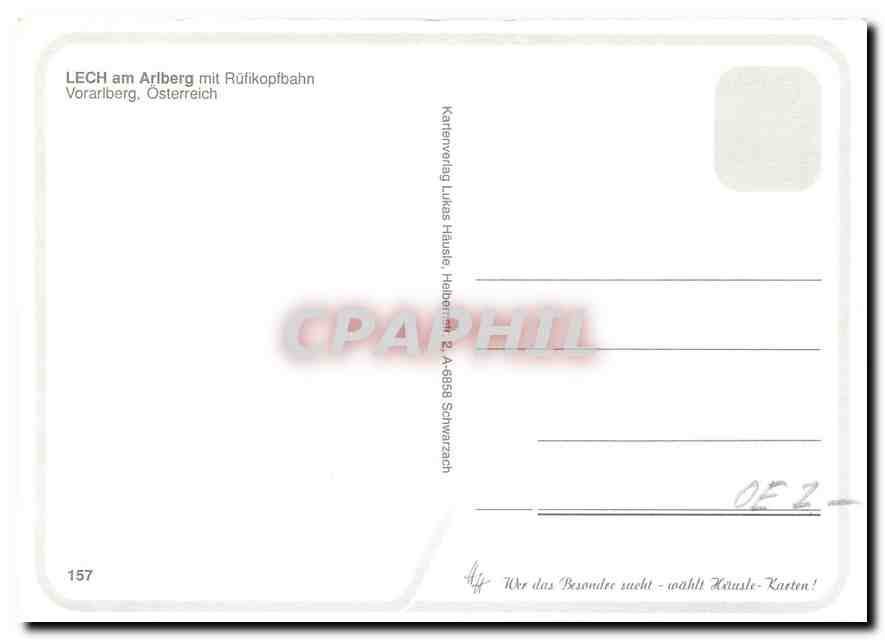 CPM Rufikopfbahn Lech am Arlberg mit Rufikopfbahn Vorarlberg Osterreich  — Rückseite