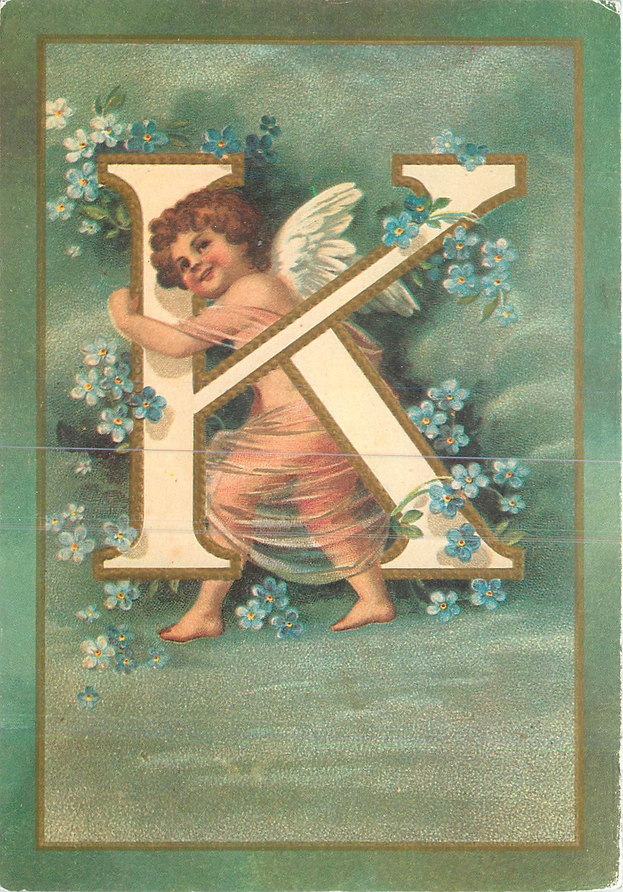 CPA K L'Alhabet des Angelots Cupid's Alphabet 