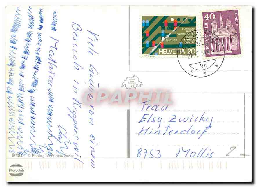 CPA Switzerland Basel Schaffhausen St Gallen Luzern Bern Zurich Biel Solothum Aarau  — Back