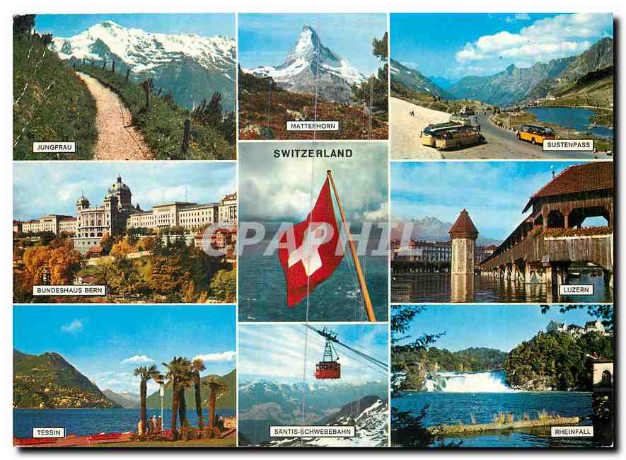 CPA Switzerland Jungfrau Matterhorn Sustenpass 