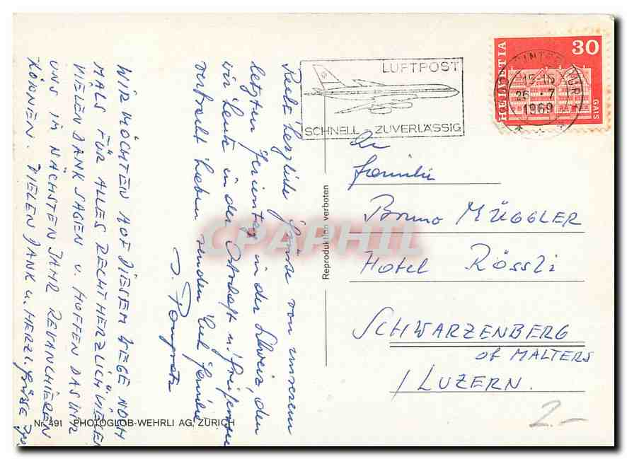 CPA Switzerland Jungfrau Matterhorn Sustenpass  — Rückseite
