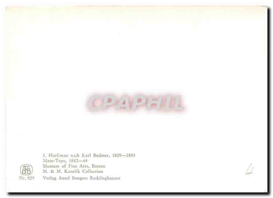 CPA L Hurliman nach Karl Bodmer 1809 1893 Mato Tope Museum of Fine Arts Boston  — Rückseite