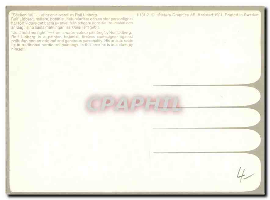 CPM Sacken full effer en akvarell av Roff Lidberg Rolf Lidberg malare botanist Pere Noel — Rückseite