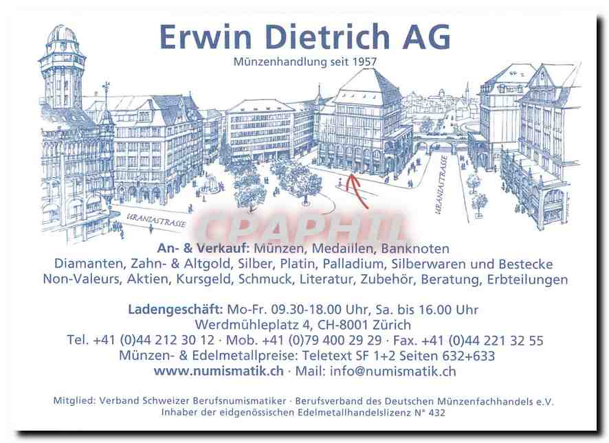 CPM Erwin Dietrich AG Munzenhandlung seit 1957 Banquet — Rückseite
