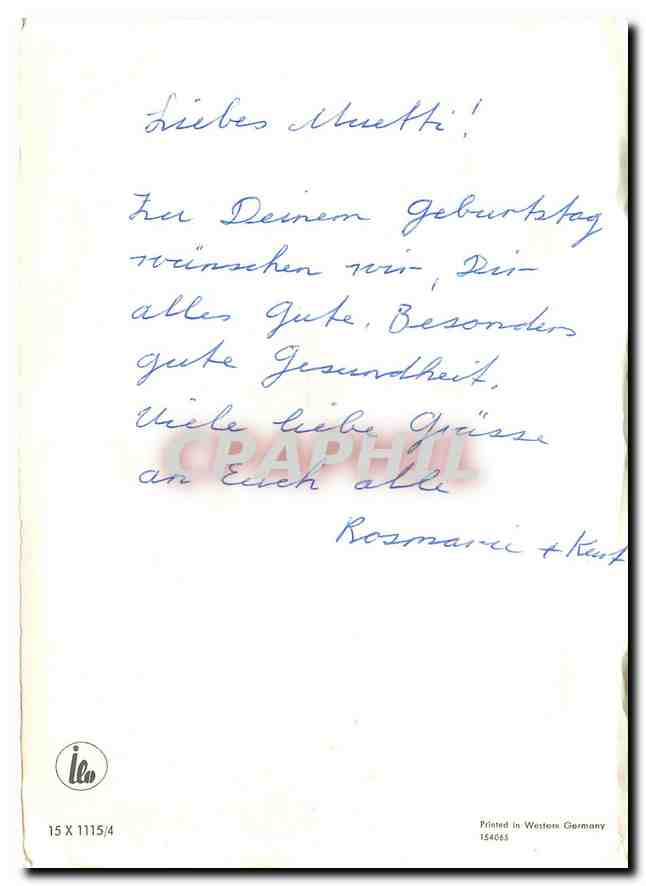 CPM Herzlichen Gluckwunseh zum Geburtstag Fleurs — Rückseite