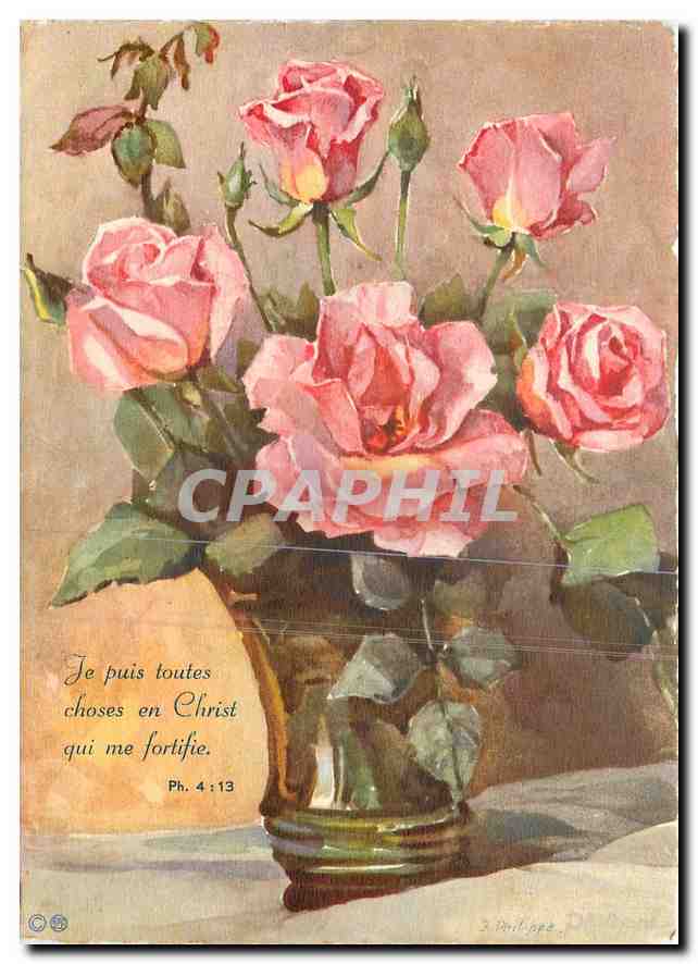 CPM Je puis toutes choses en Christ qui me fortifie Fleurs