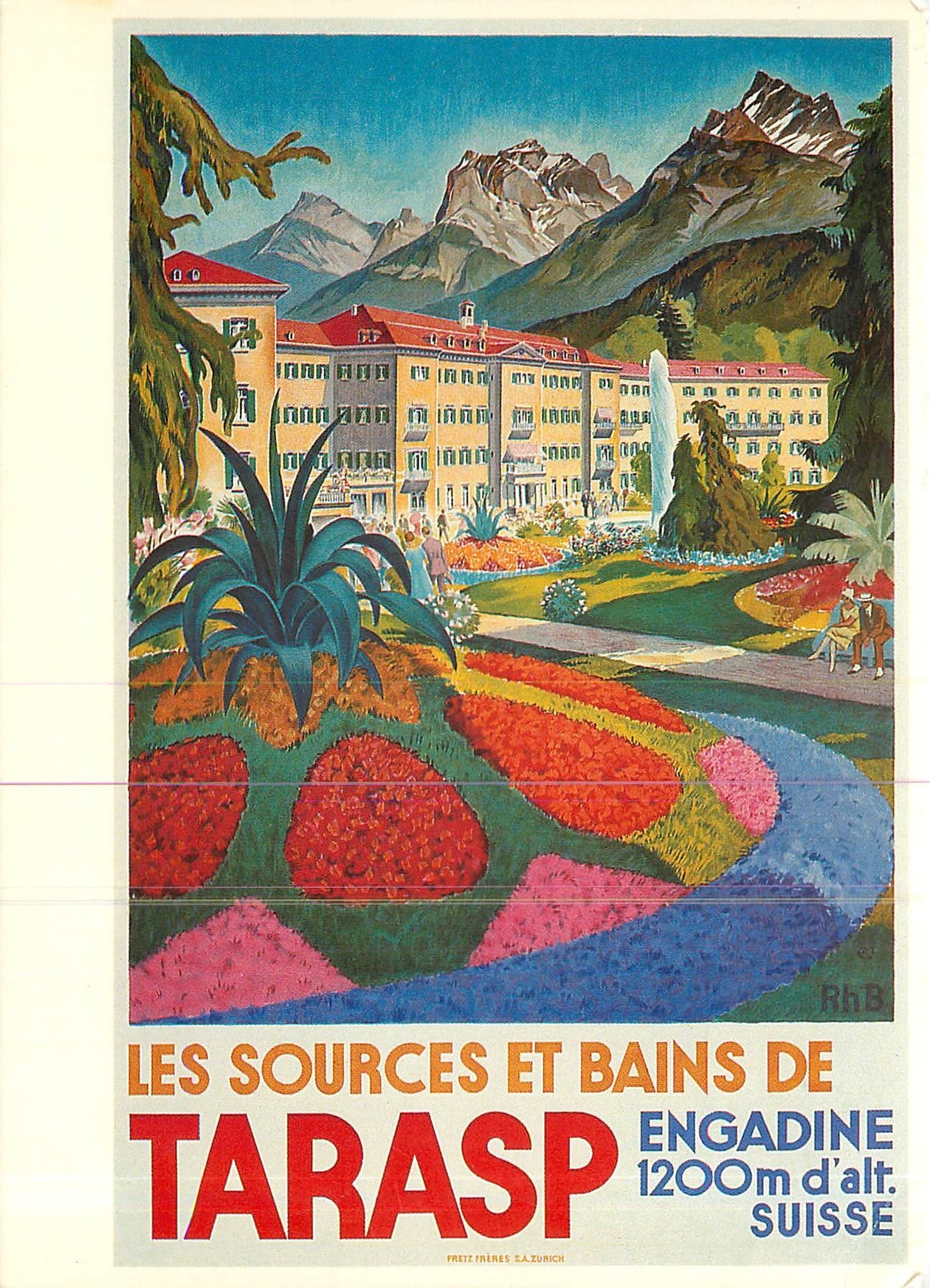 CPM Les Sources et Bains de Tarasp Engadine Carl Moos 