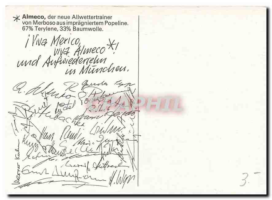 CPM Mexico Schweiz Olympianannschaft in Mexico Jeux Olympiques — Rückseite