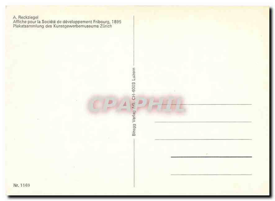 CPM Fribourg Suisse A Reckziegel Vaches — Verso