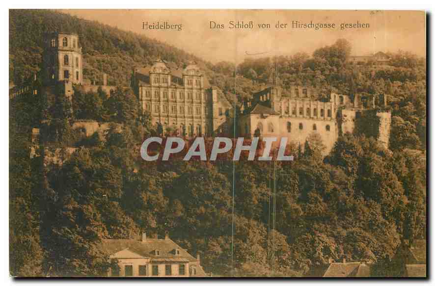 CPA Heidelberg Das schloss von der Hirschgasse gesehen 