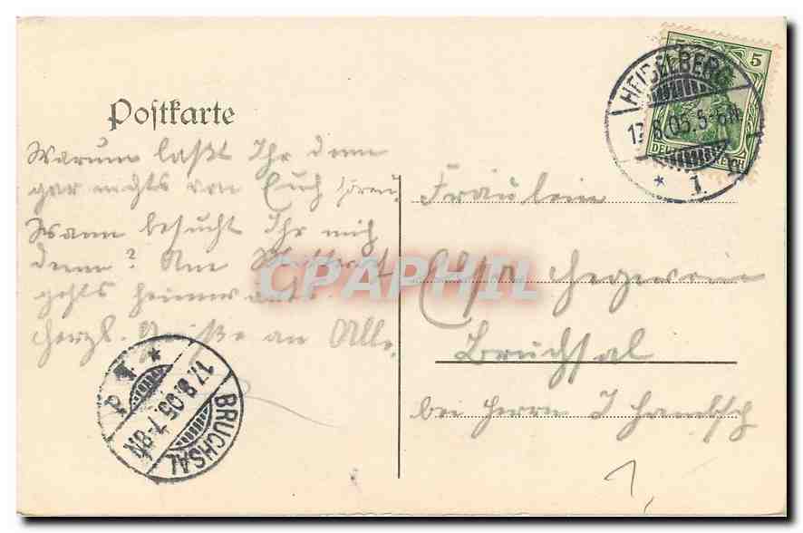 CPA Heidelberg Von der Hirschgasse gesehen  — Rückseite