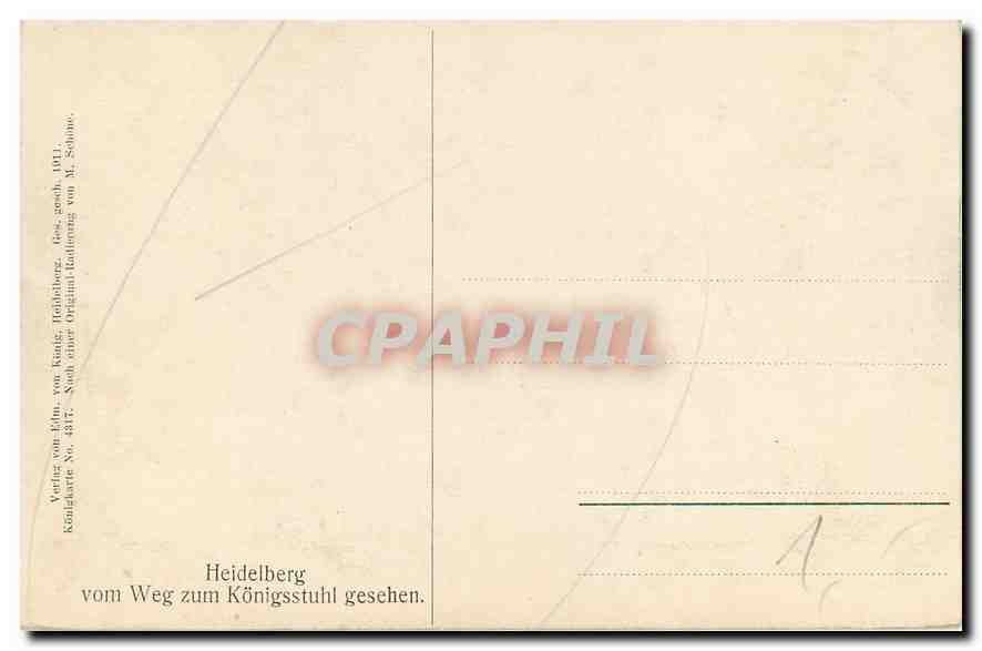 CPA Heidelberg vom Weg zum Konigsstuhl gesehen  — Rückseite
