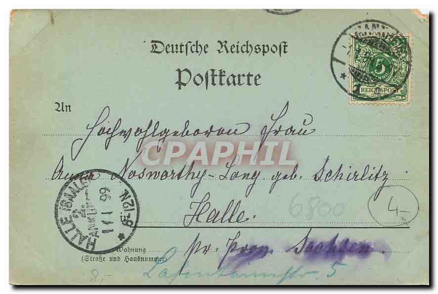 CPA Gruss aus Mannheim Partie a d Stadtpark mit Sternwarte n Jesuitenkirche (carte 1899) — Rückseite