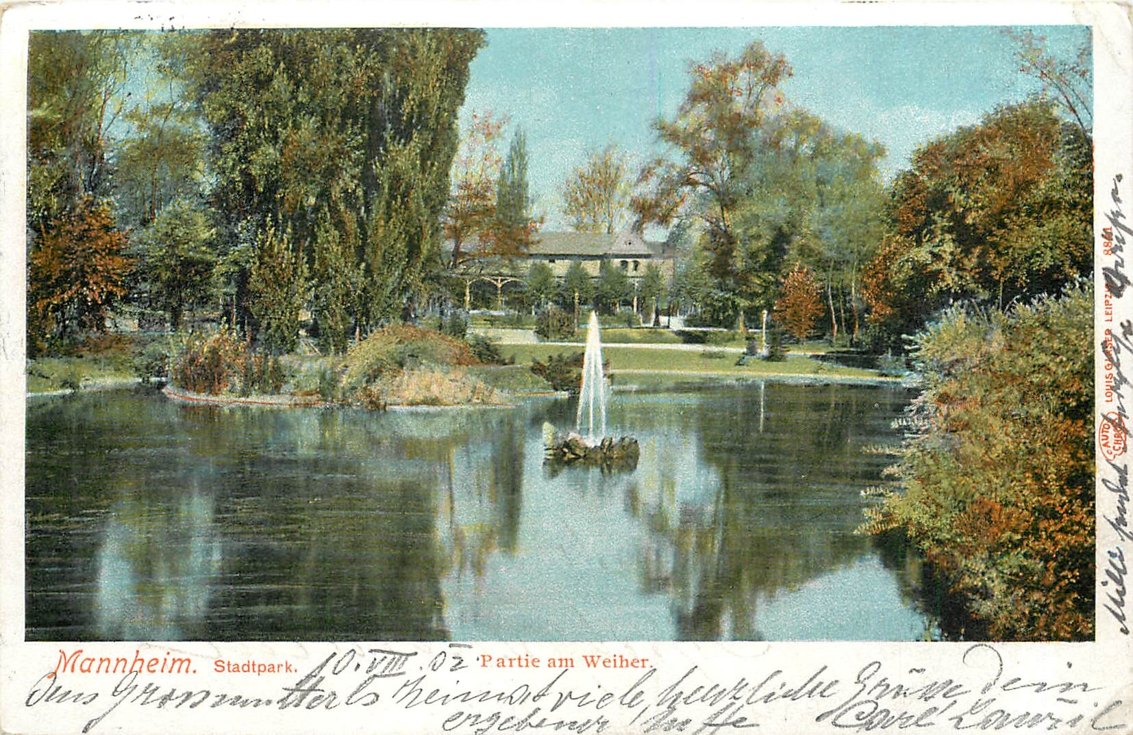 CPA Mannheim Stadtpark Partie am Weiher 