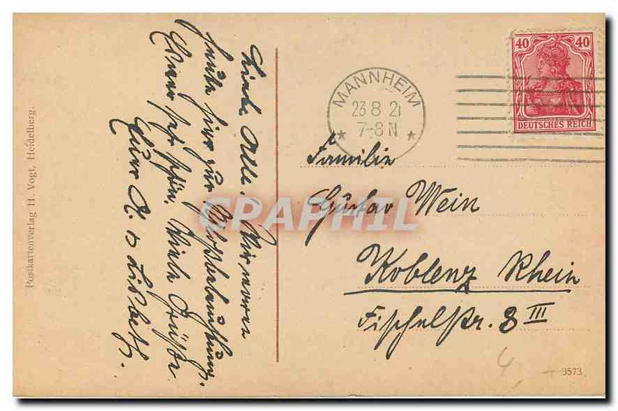 CPA Heidelberg Schlosseleuchtung (carte 1897) — Rückseite