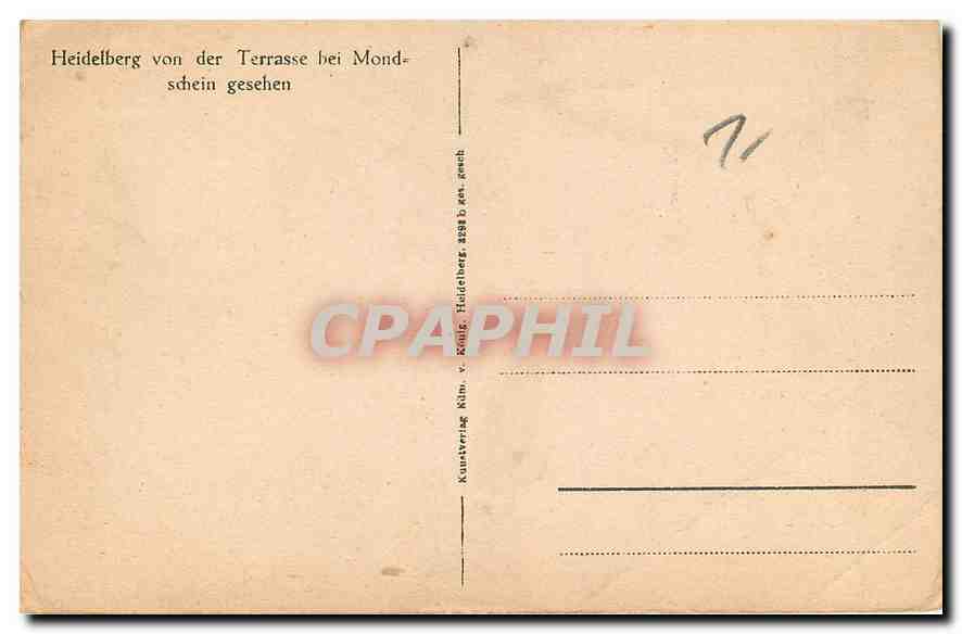 CPA Heidelberg von der Terrasse bei Mondschein gesehen  — Rückseite