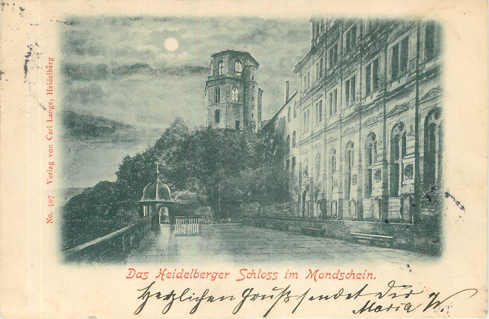 CPA Das Heidelberg Schloss im Mondschein (carte 1897)