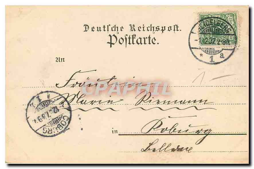 CPA Das Heidelberg Schloss im Mondschein (carte 1897) — Rückseite