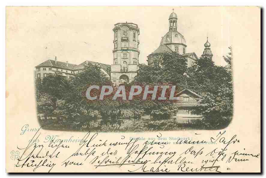 CPA Gruss aus Mannheim Parthie aus Stadtpark (carte 1899)