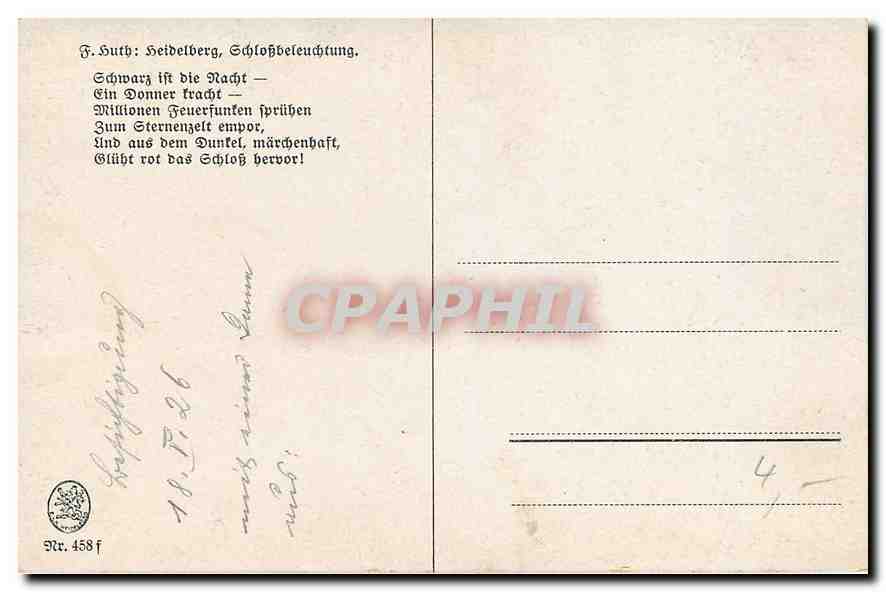 CPA Heidelberg Schlossbeleuchtung  — Rückseite